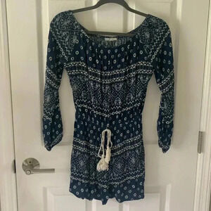Soprano Romper blue and cream size small
